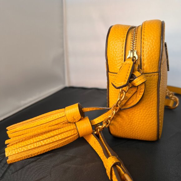 TORY BURCH McGraw Camera Bag Leather Crossbody Daylily Gold Yellow - Picture 6 of 7